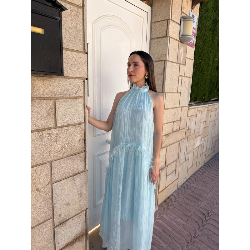 Vestido invitada plumas