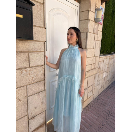 Vestido invitada plumas