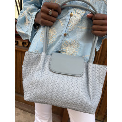 Bolso Tote Trenzado azul celeste