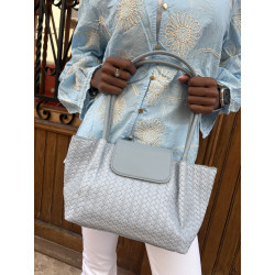 Bolso Tote Trenzado azul celeste